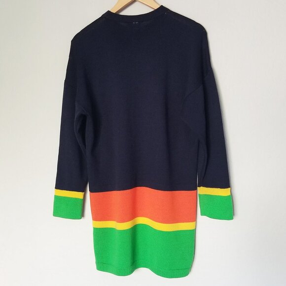 St. John Sportswear Santana Knit Colorblock Striped Tunic Mini Sweater Dress S - Picture 4 of 16